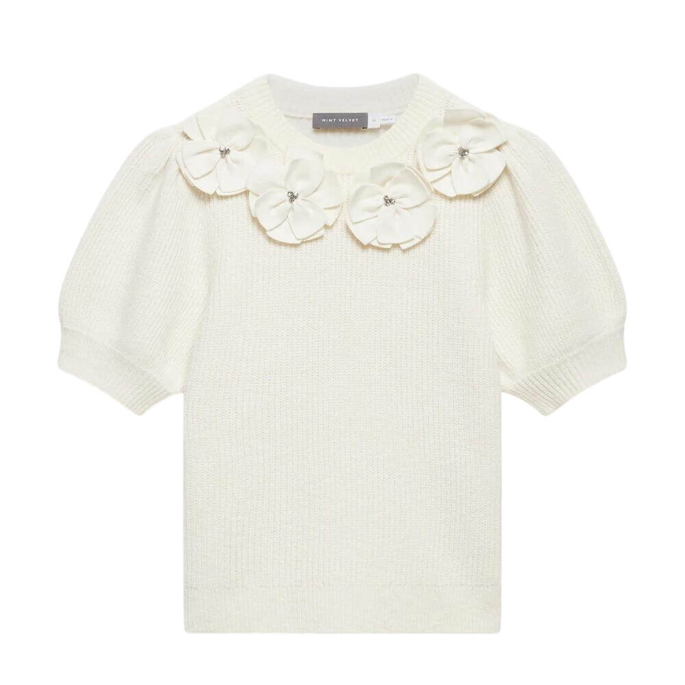Mint Velvet Cream Flower Knit Top